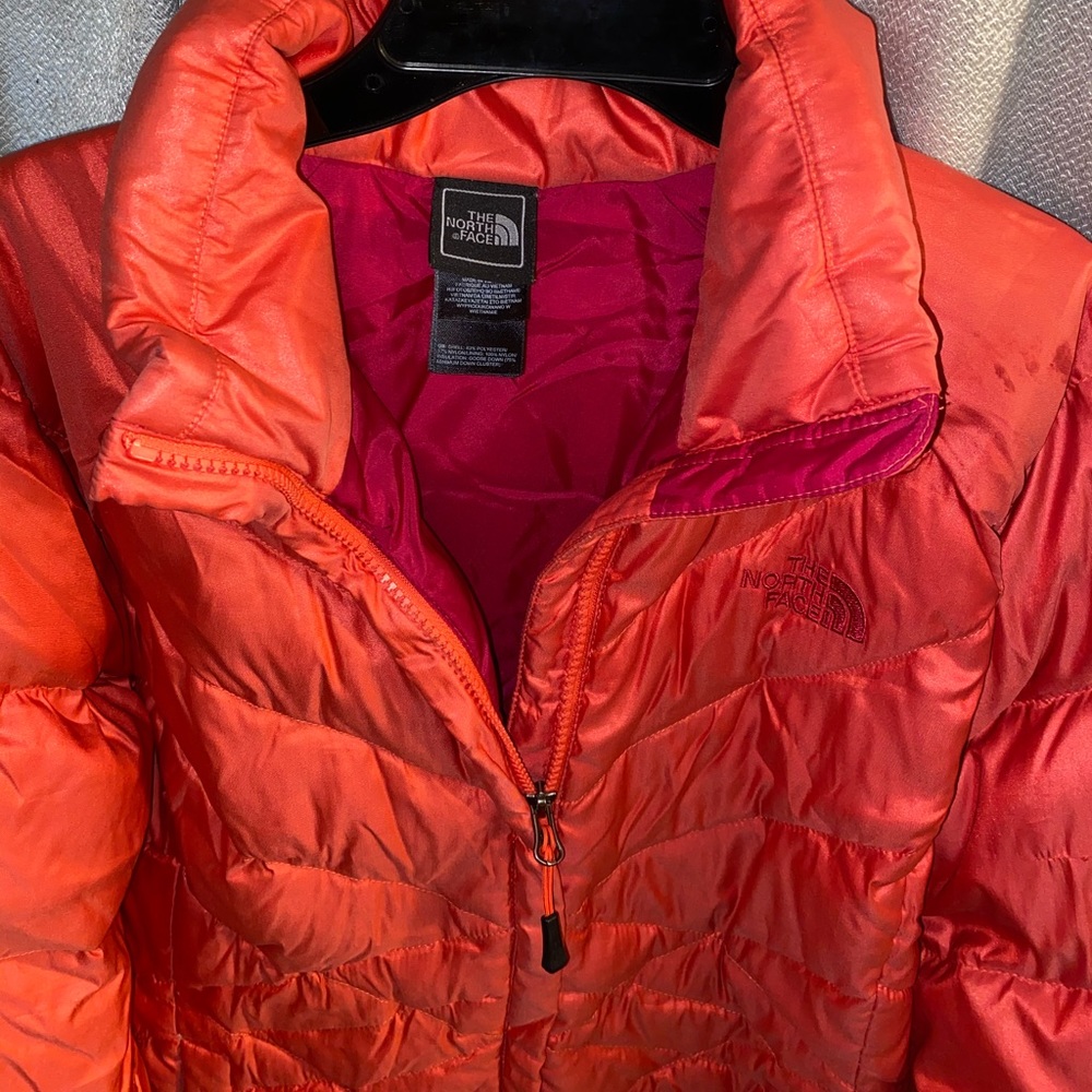 Coral North Face Bomber Coat